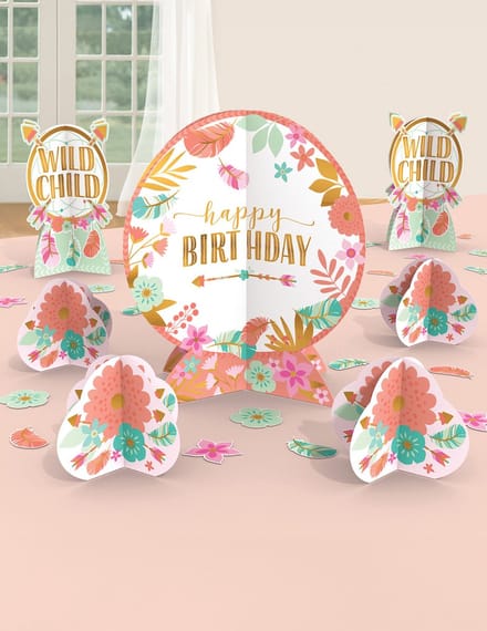 AMSCAN - Set 27 Boho Verjaardag Tafeldecoraties van Karton