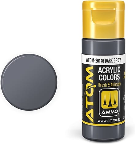 AMMO by Mig Jimenez Hobbyverf Acrylverf - MIG 20146 ATOM - Dark Grey - Acryl - 20ml Verf flesje - 20 ml
