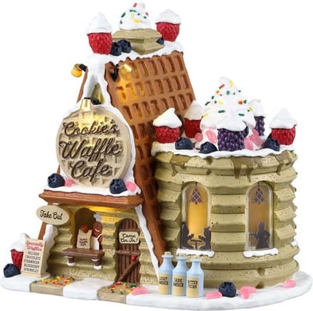 Lemax - 'Cookie's Waffle Café' - Verlicht gebouw - Exclusief adapter (Werkt op batterijen)
