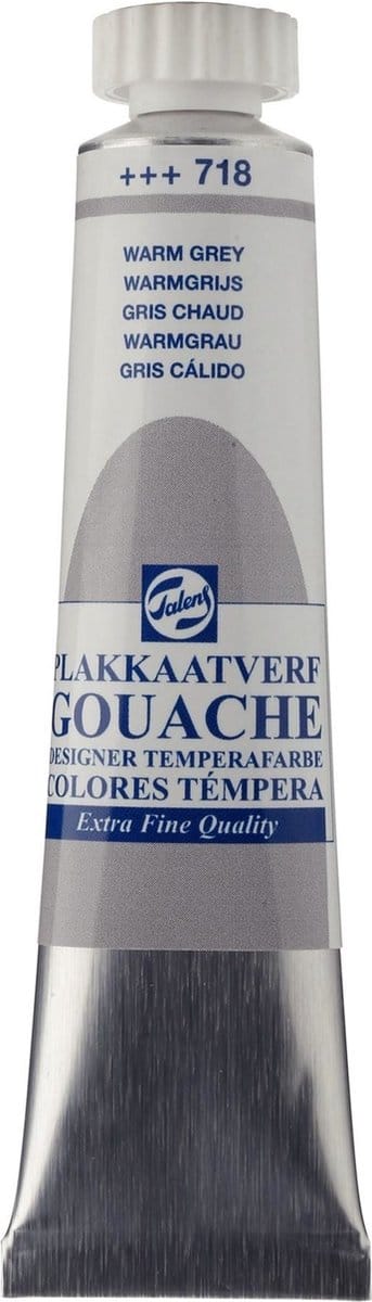 Plakkaatverf - 718 Warmgrijs - Gouache extra fine - Talens - 20 ml