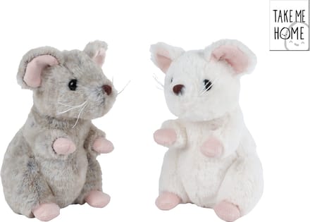 Take Me Home pluche muis knuffel zittend multicolor 19cm speelgoed.
