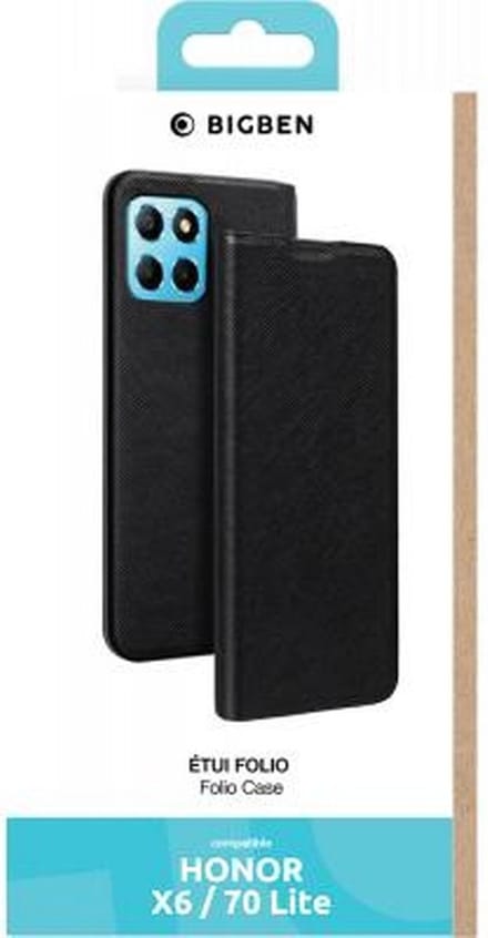 Bigben Connected, Hoesje geschikt voor Honor X6 / 70 Lite - Folio, Zwart