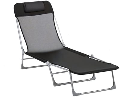 Outsunny Ligstoel - Stof - 182x56x28cm - Zwart