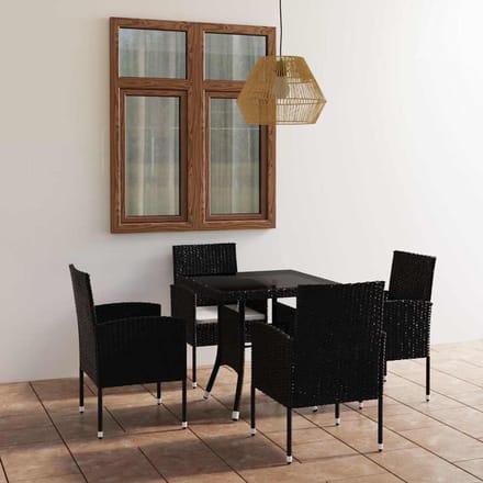 vidaXL - 5-delige - Tuinset - poly - rattan - zwart