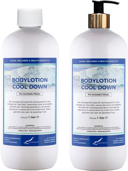 Bodylotion Cool Down 1 Liter - met gouden pomp - set van 2 stuks