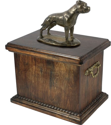 Elegante urn voor Staffordshire Bull Terrier met beeldje
