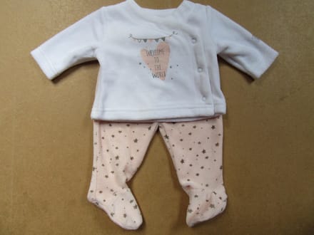 wiplala kledingset voor meisje , wit rose , velou  1 maand  56