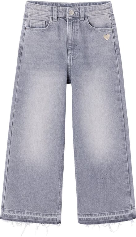 Vertbaudet Wijde meisjesjeans met rafels aan de onderkant