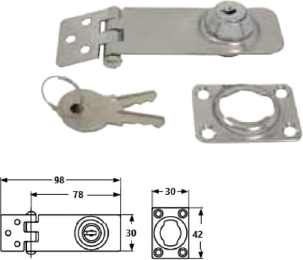 Overval met slot 98/78x30mm rvs a2 ( a 1 st )