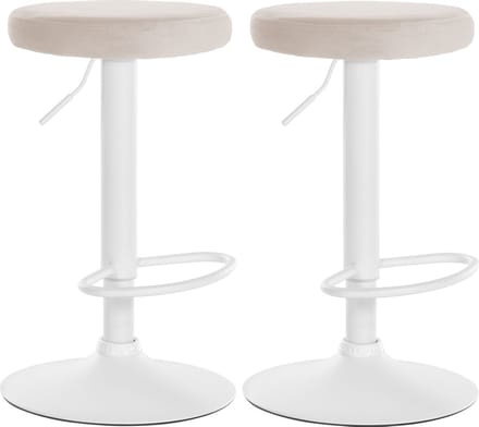 CLP Ponte Set van 2 barkrukken - Verstelbaar - Velvet - Fluweel - Metaal mat wit creme
