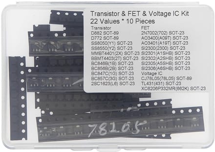 SMD Transistor en FET Set - 22 Waarden, 10 Stuks per Type