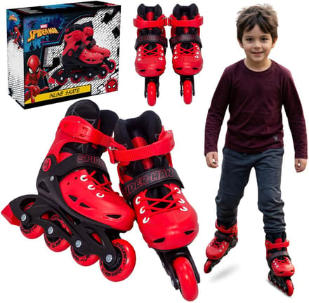 MARVEL Spider-Man Rood-zwarte verstelbare rolschaatsen voor jongens, veilig