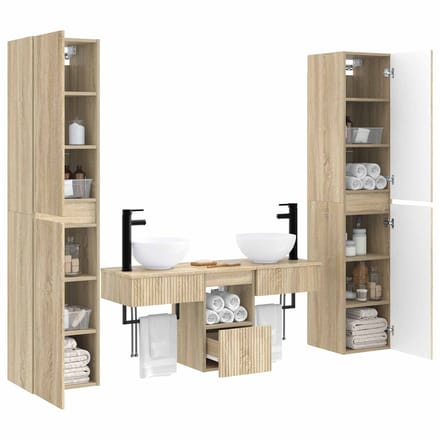 vidaXL - Badkamermeubel - Set - 5 - st - Sonoma - Eiken - 33 - x - 34,5 - x - 160 - cm