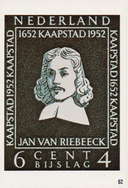 Briefkaart met afbeelding Jan van Riebeeck postzegel
