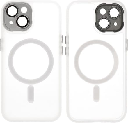 MagSafe Hoesje Geschikt voor iPhone 14 - Mat-Transparent met Camera Beschermer Case - Wit