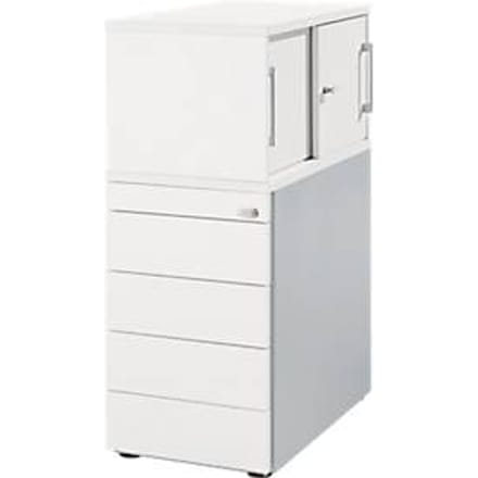 Schäfer Shop  Genius Zijcontainer met kast incl. schuifdeur, container & schuifdeur afsluitbaar, met handgreepgroef, wit