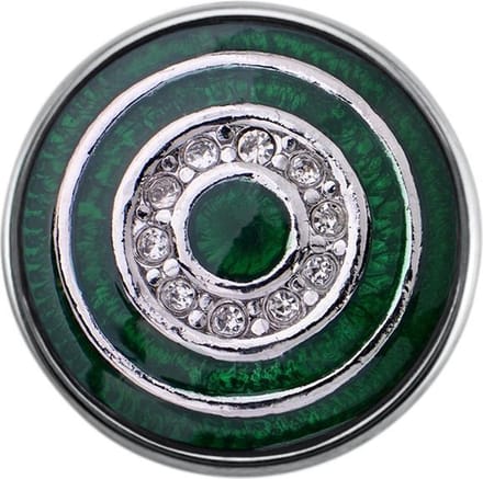 Quiges - Dames Click Button Drukknoop 18mm Cirkels Groen met Zirkonia - EBCM252