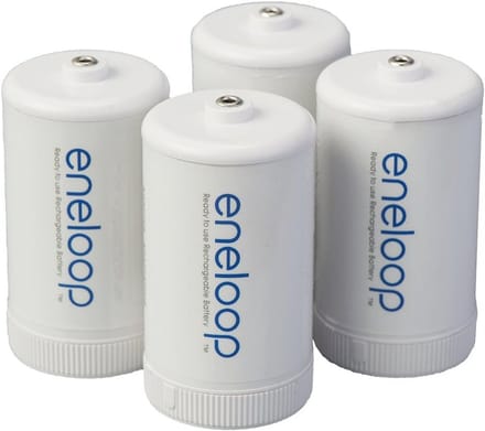 D-formaat batterijadapters voor oplaadbare Ni-MH AA-batterijcellen - 4 stuks