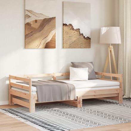 vidaXL - Slaapbank - uitschuifbaar - massief - grenenhout - 90x200 - cm