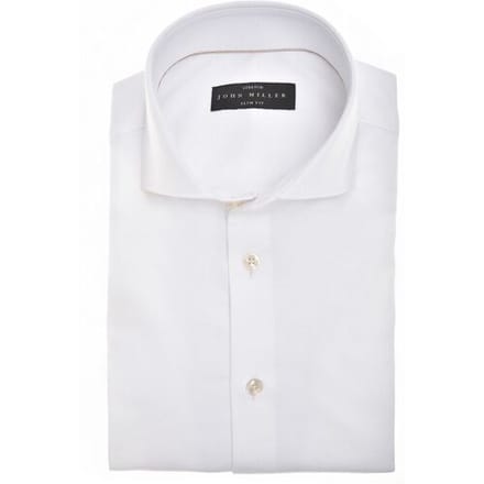 John Miller Overhemd Plain Jersey Cotton Stretch Wit / male