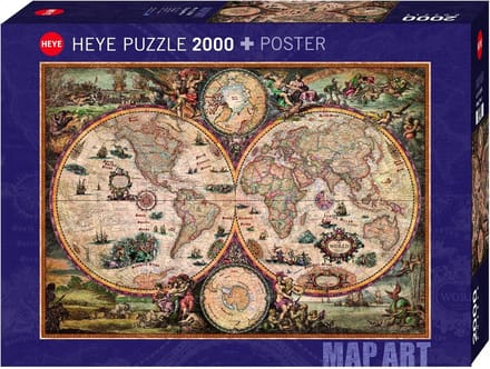 Wereldkaart Puzzel 2000 Stukken Modern met Klassiek Design