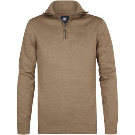 Petrol Industries - Heren Fijngebreide half-zip trui wheel - Bruin - Maat M