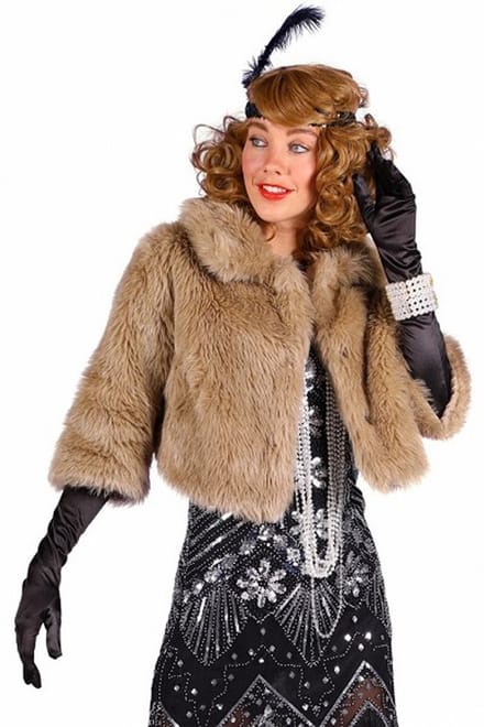 20's Charleston Faux Bontjasje Bruin - Maat M