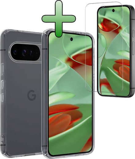 Hoesje Met Screenprotector - Geschikt voor Google Pixel 9 Pro - Sterk & Shockproof - Back Cover - Siliconen Case - Telefoon Hoes - Transparant