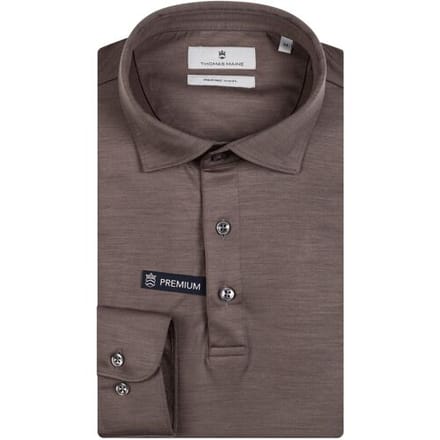 Thomas Maine Polo Long Sleeve Merino Wool Jersey Taupe / male