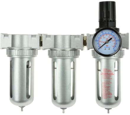 GEKO 3-traps luchtfilter met drukregelaar en droger - polycarbonaat - tot 60°C - 1/2" aansluiting