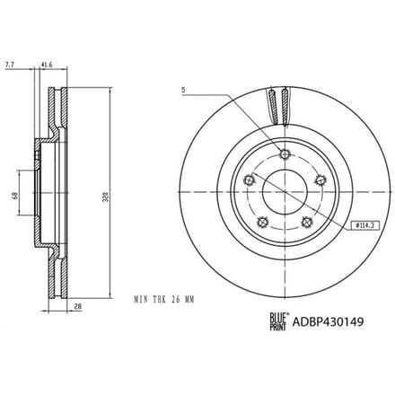 Remschijf BLUE PRINT ADBP430149, 1 stuk