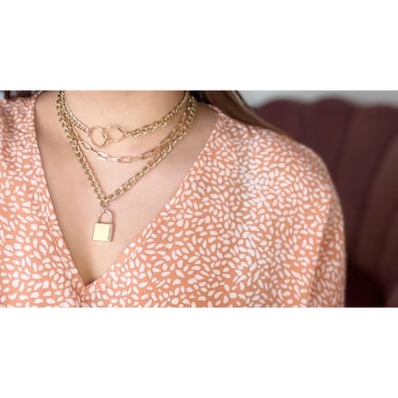 Chain + slotje | 3 lagen ketting | goud gekleurd