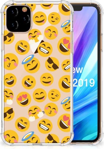 Apple iPhone 11 Pro Max Doorzichtige Silicone Hoesje Emoji