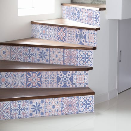 Traptegelstickers - ORIËNTAALS BLAUW - 2 stroken van 13,5 x 94,5 cm