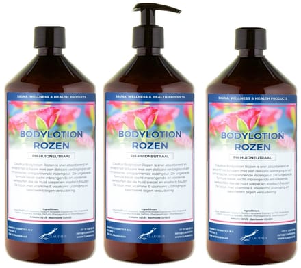 Bodylotion Rozen 1 Liter - met gratis pomp - set van 3 stuks