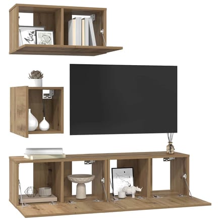 vidaXL - Tv-meubelset - 4 - st - Artisan - Eiken - Bewerkt - hout