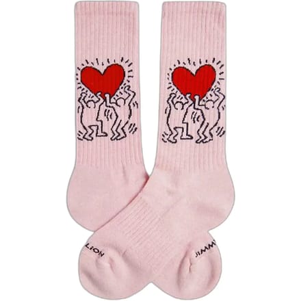 Jimmy Lion unisex sokken athletic heart roze (Keith Haring)