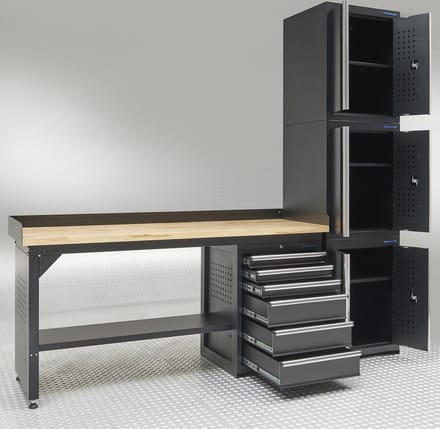 Datona® Werkbank 200 cm - 3 kast deuren - 1 kast lades - bamboe