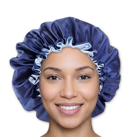 Satijnen slaapmuts – Verstelbare Bonnet van dubbellaags Satijn – Blauw – AfricanFabs®