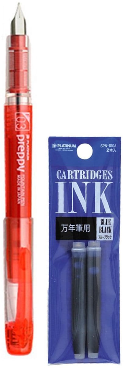 Platinum - Preppy Fountain pen Japan - MEDIUM - 0,5 - ROOD - vullingen DONKERBLAUW