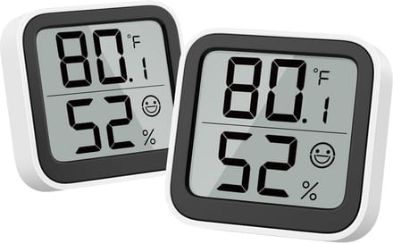 Hygrometer en Thermometer - Mini Luchtvochtigheidsmeter met Comfortweergave, Binnengebruik, Schakelaar °C/°F