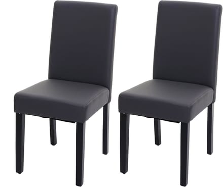 Set van 2 eetkamerstoelen Keukenstoel Littau ~ kunstleer, grijs mat, donkere poten