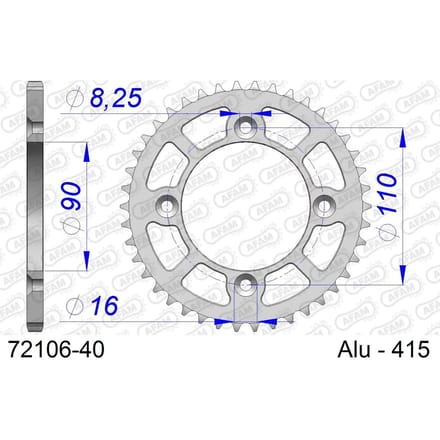 Aluminium tandwiel achter Afam 415 40 dents