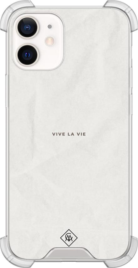 Casimoda® hoesje - Geschikt voor iPhone 12 Mini - Vive La Vie - Shockproof case - Extra sterk - TPU/polycarbonaat - Multi, Transparant