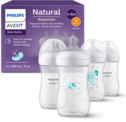 Philips Avent Natural Response 4 babyflessen – 260 ml – flow 3- zeehond – SCY903/61