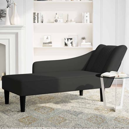 vidaXL - Chaise - longue - met - rechterarmleuning - fluweel - zwart