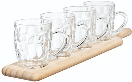 Cosy&Trendy serveerplank met bierglazen - Set