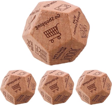 Houten Dobbelstenen - Datum Generator - Activiteiten Spel - 12-zijdig - 4 cm - Khaki