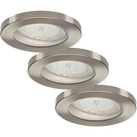 ELC Delfan LED inbouwlampen voor de badkamer, 3 stuks, zilver