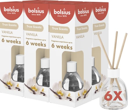 Bolsius - Geurstokjes - Vanille - 6 stuks - Voordeelverpakking - 60ml